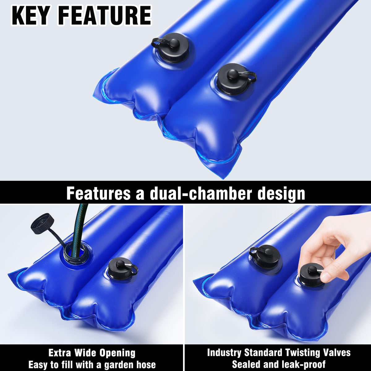 LanPool screw-cap system enables quick fill and release for easy setup.