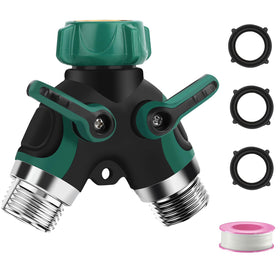 LANPOWAE hose splitter 2-way with long handle for easy dual watering.