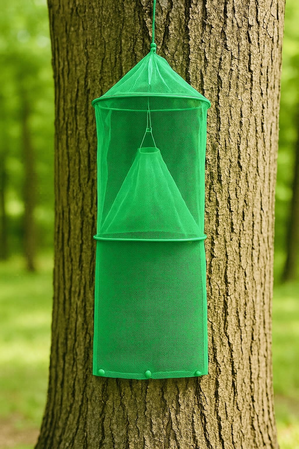 Lanternfly Motel green 2-pack trap assembled and ready for quick outdoor setup.