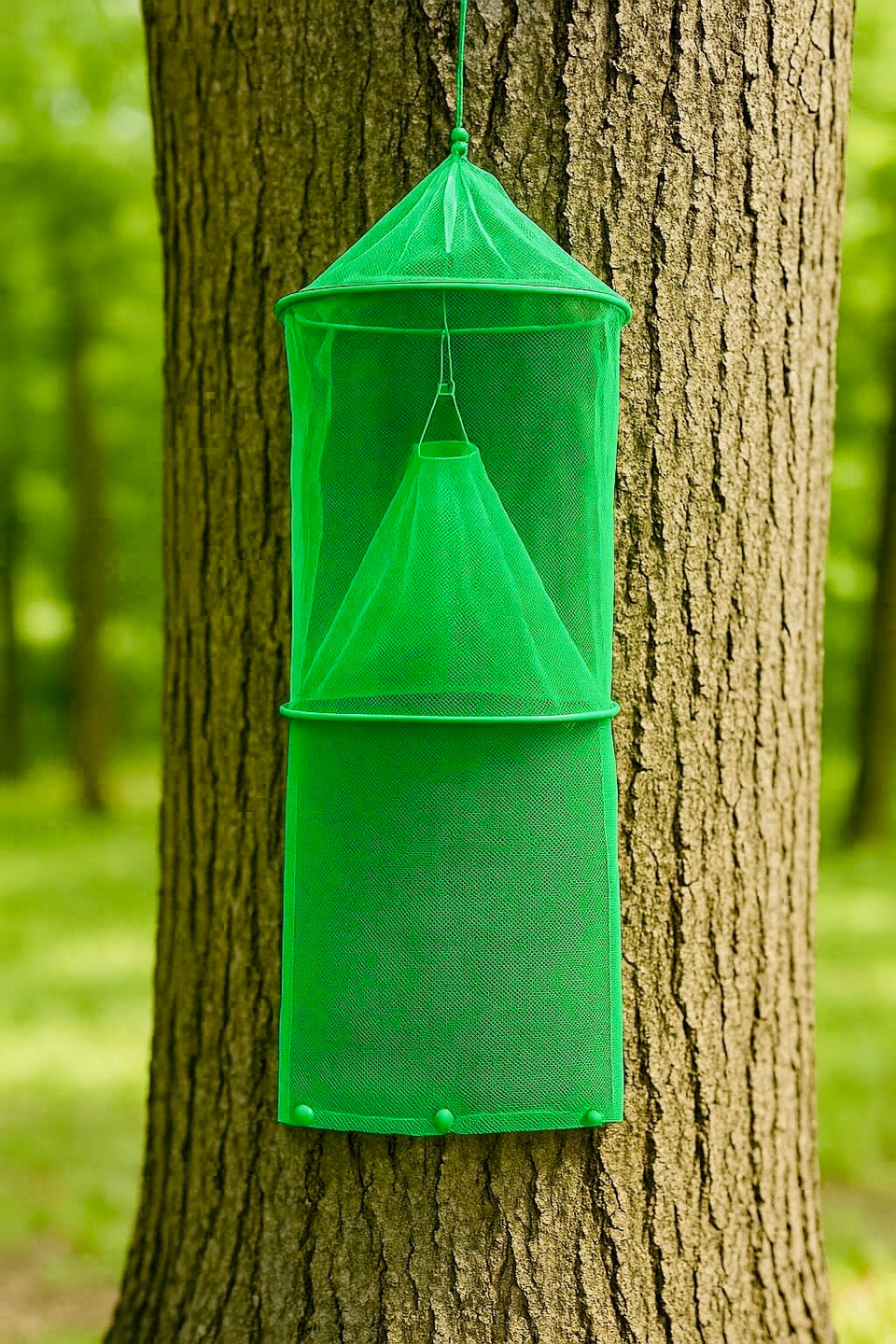 Lanternfly Motel green 2-pack trap assembled and ready for quick outdoor setup.
