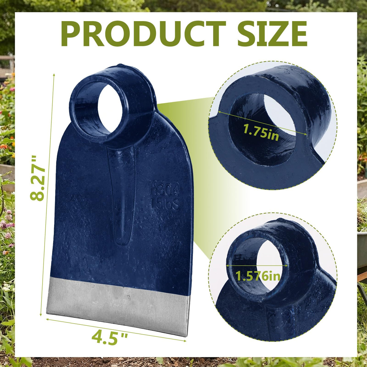 Lanties hoe head with blue finish improves visibility in the garden