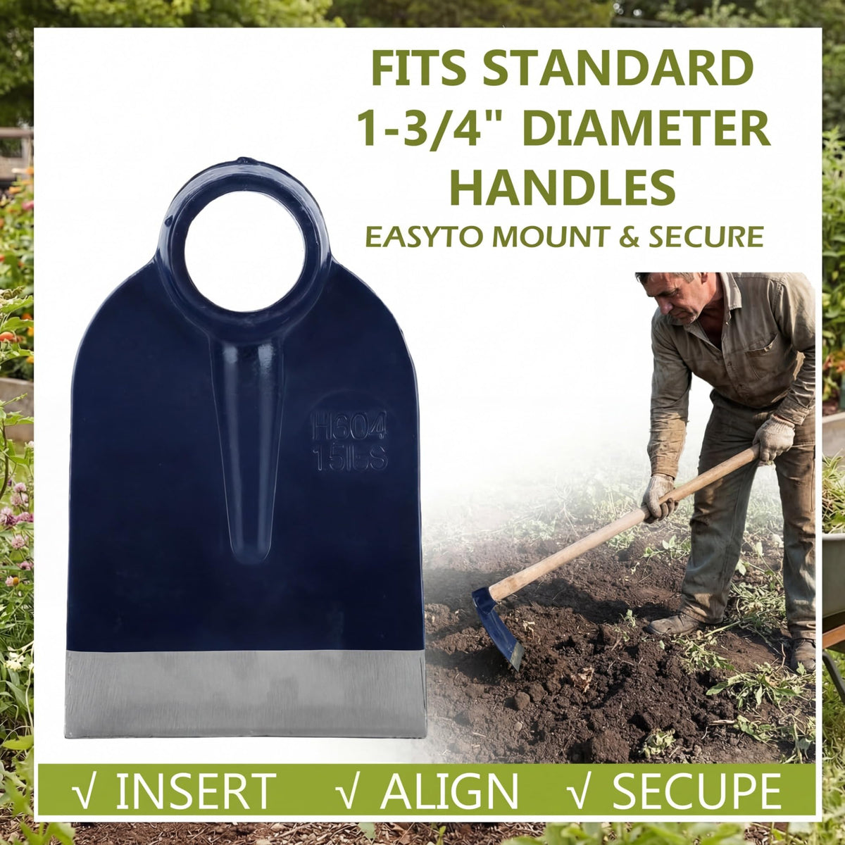 Ergonomic, balanced Lanties hoe head reduces fatigue during use