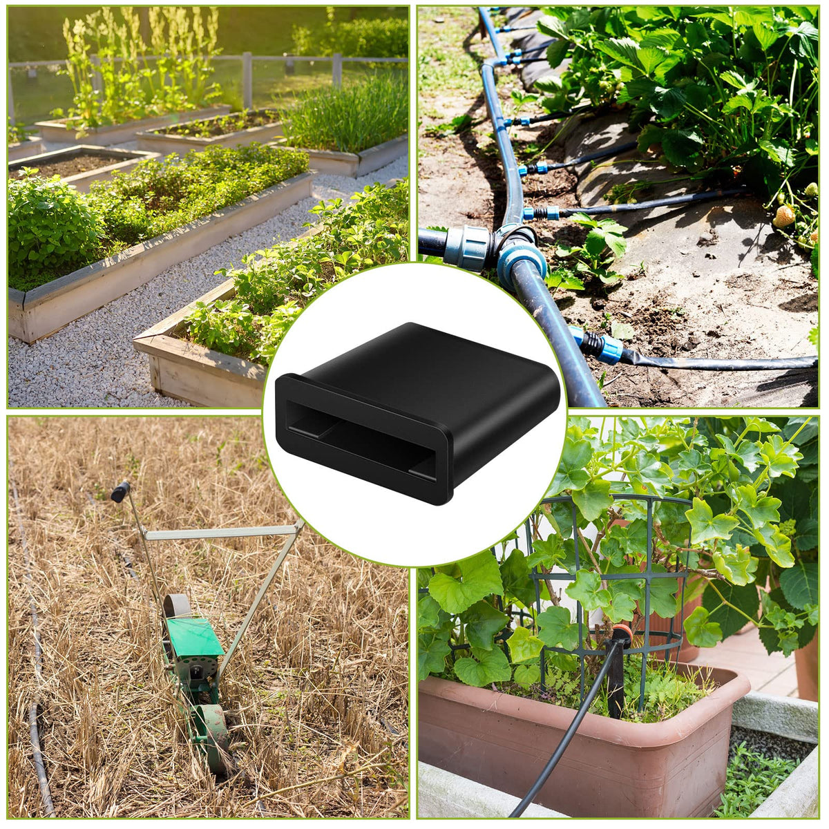 Lanties outdoor irrigation setup featuring row end closures