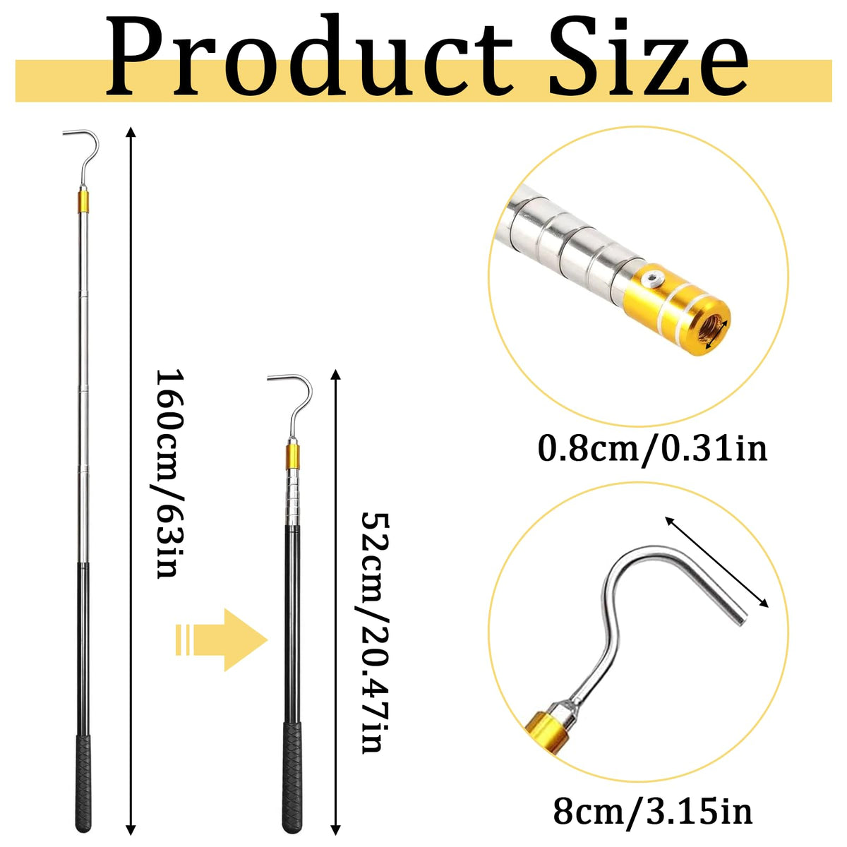 LANTONGJIANPP extendable pool pole assembly shown for reach