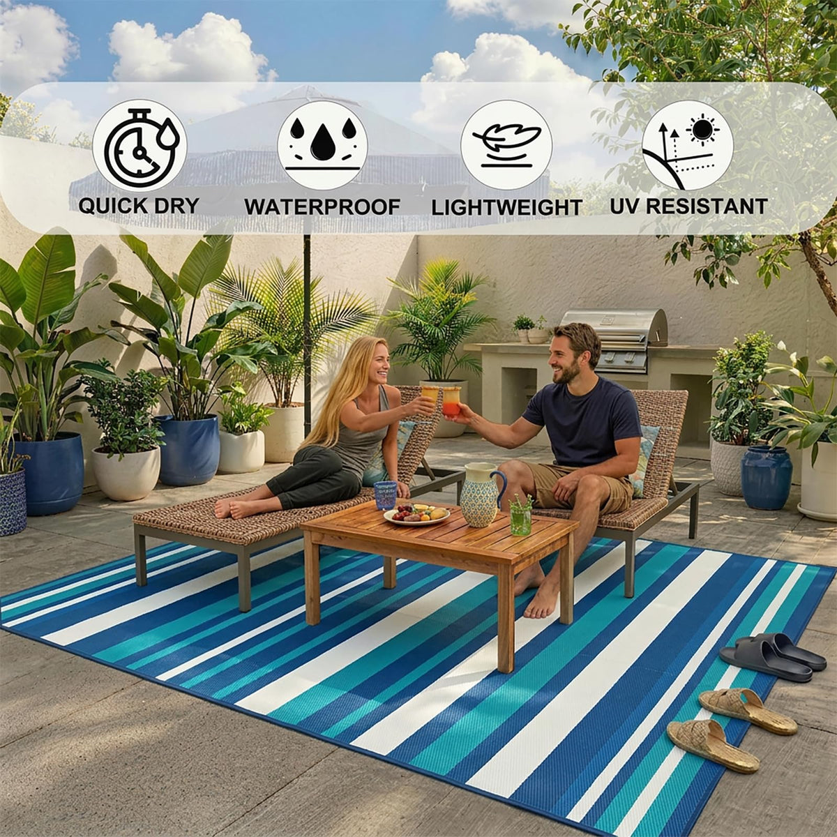 LANVIA stain-resistant rug cleans quickly with a simple sweep