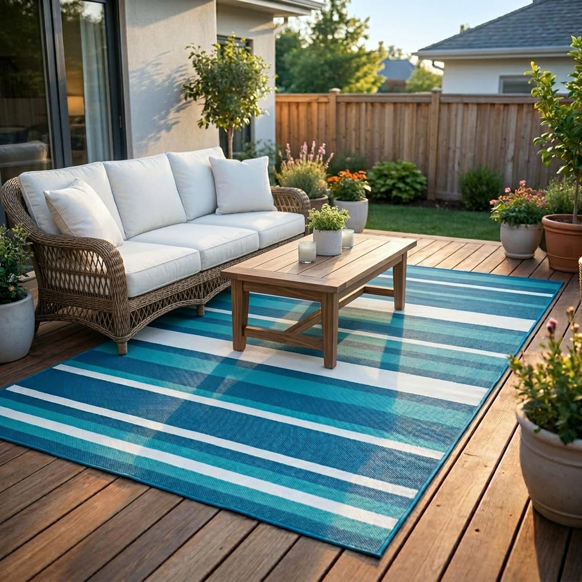LANVIA blue rug dries quickly after rain or splashes