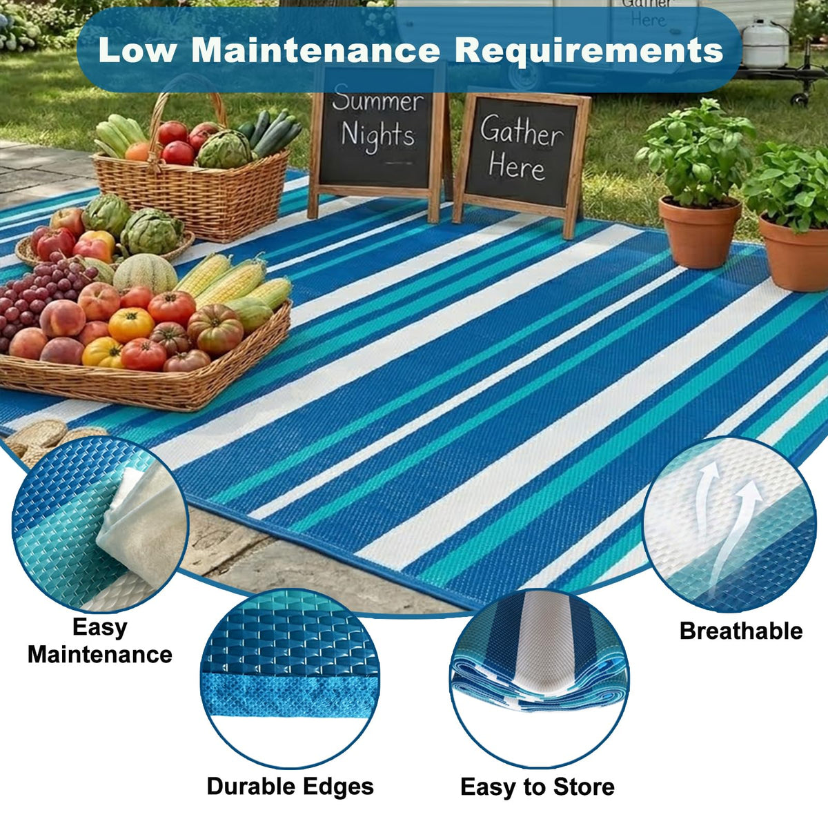 LANVIA rug with reinforced edges withstands heavy foot traffic