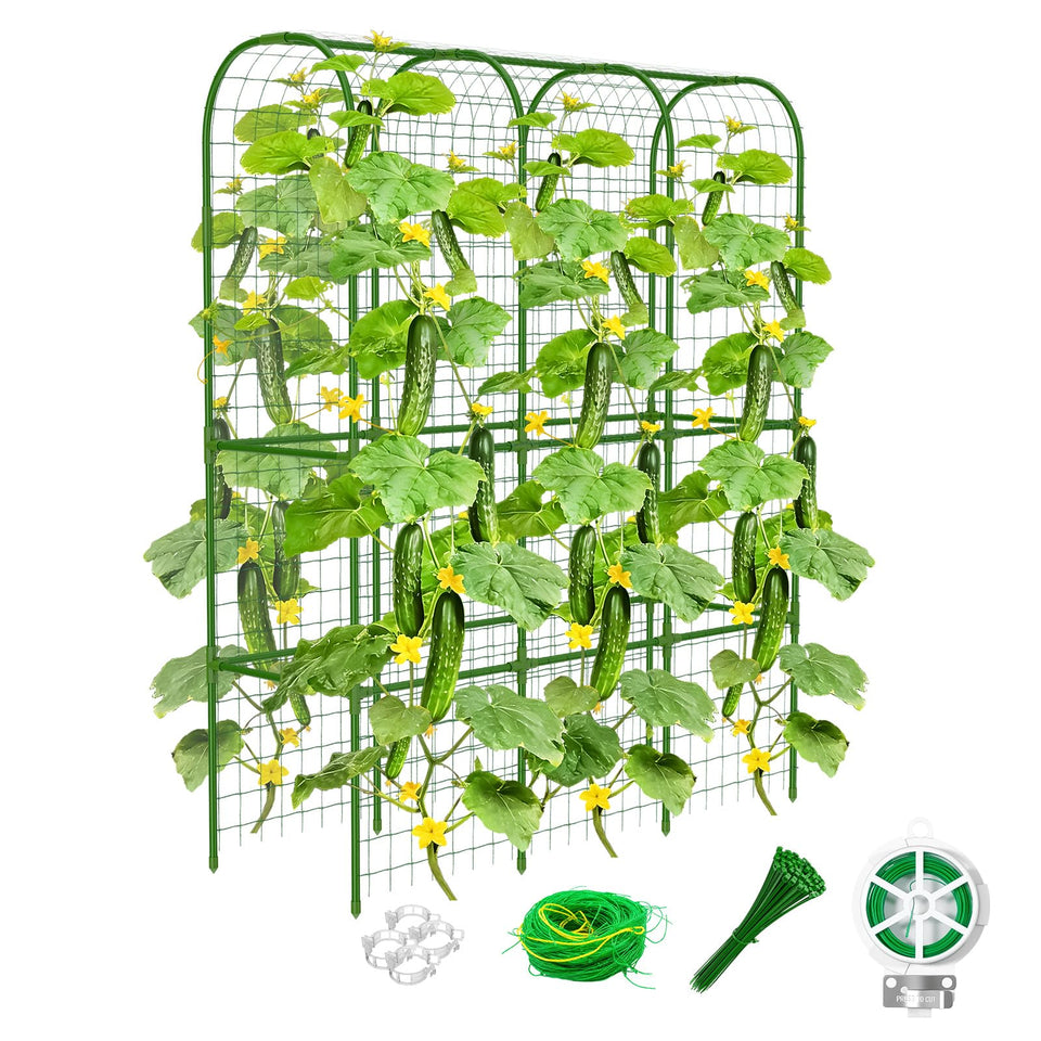 Laodier 65in tall cucumber trellis assembly provides space-saving garden support.