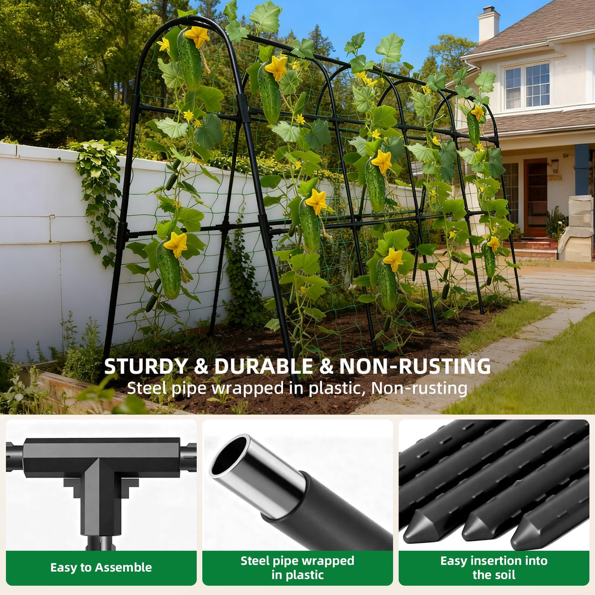 Laodier trellis package includes garden clips, leaf ties, twist tie, and netting.