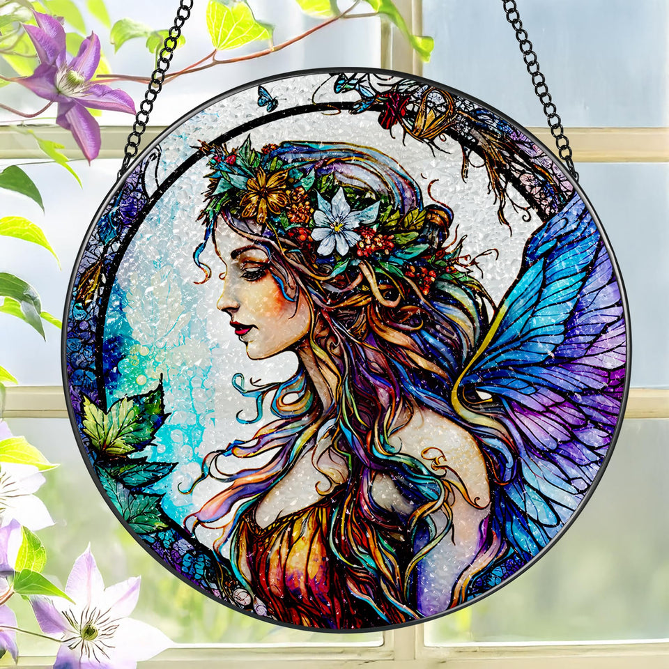 LAOWEIKI 8-inch stained glass suncatcher brightening sunlit windows