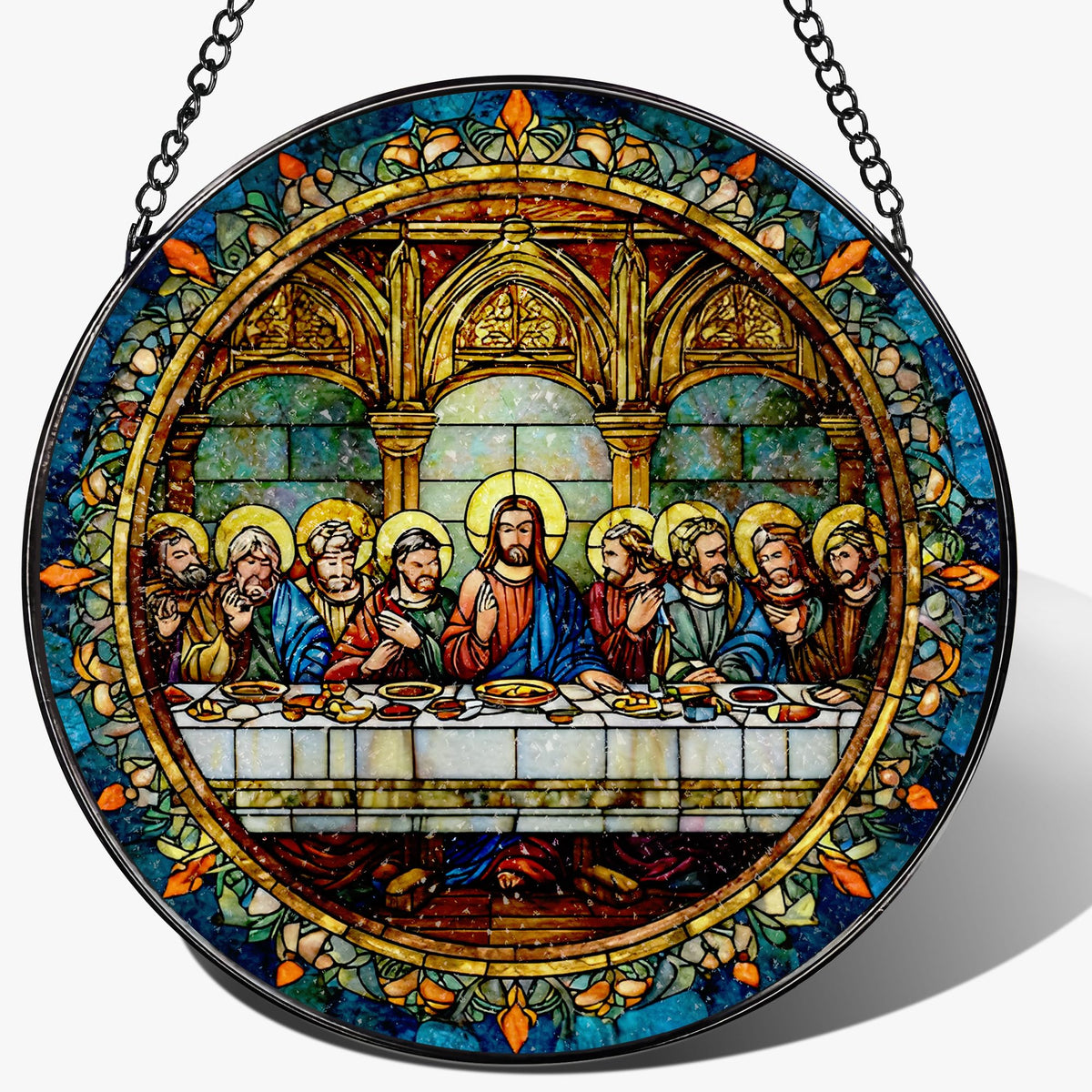 LAOWEIKI 8-Inch Last Supper suncatcher window hanging colors sunlit rooms