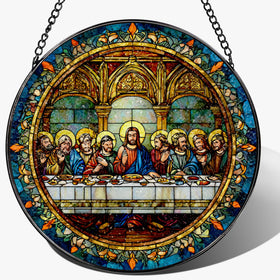 LAOWEIKI 8-Inch Last Supper suncatcher window hanging colors sunlit rooms