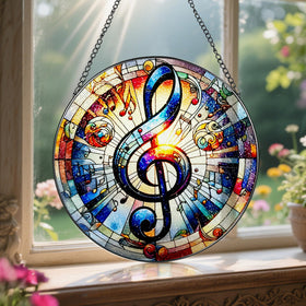 LAOWEIKI 8-inch stained glass panel framed in metal for durability.