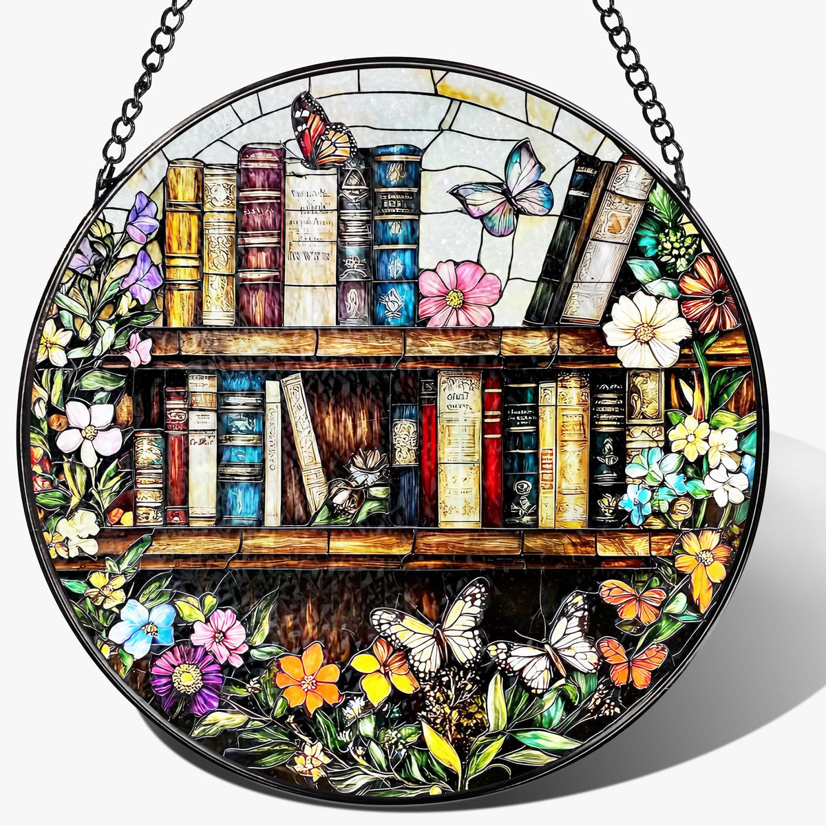 LAOWEIKI 8-inch stained glass sun catcher brightens windows with vibrant color.