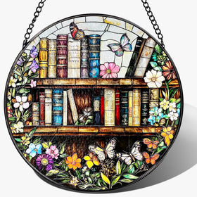 LAOWEIKI 8-inch stained glass sun catcher brightens windows with vibrant color.