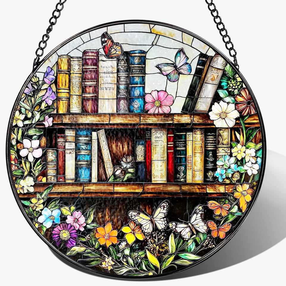 LAOWEIKI 8-inch stained glass sun catcher brightens windows with vibrant color.
