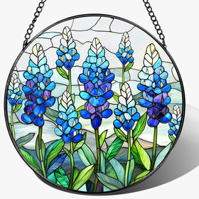 LAOWEIKI 8'' Texas Bluebonnet sun catcher in a sunny window brightens the room