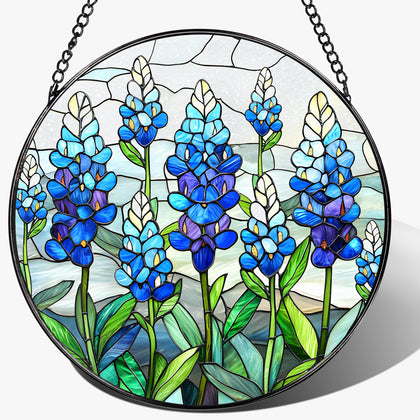 LAOWEIKI 8'' Texas Bluebonnet sun catcher in a sunny window brightens the room