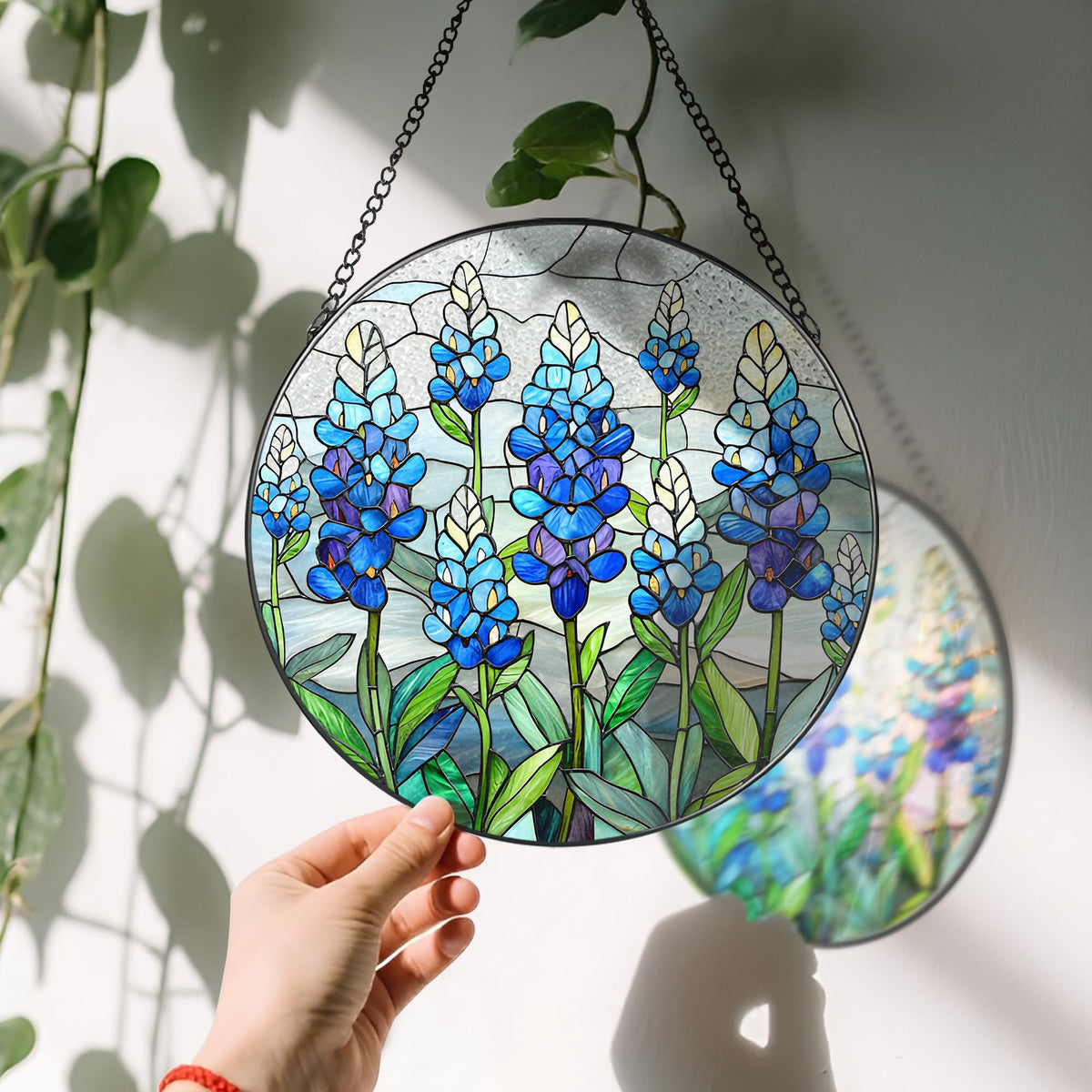 LAOWEIKI sun catcher with black metal frame adds durable window decor