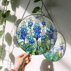 LAOWEIKI sun catcher with black metal frame adds durable window decor