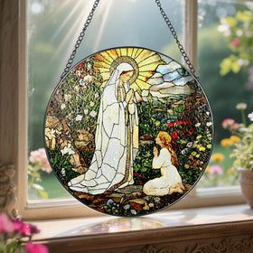 LAOWEIKI Catholic home decor suncatcher creates a cheerful, faith-filled focal point.