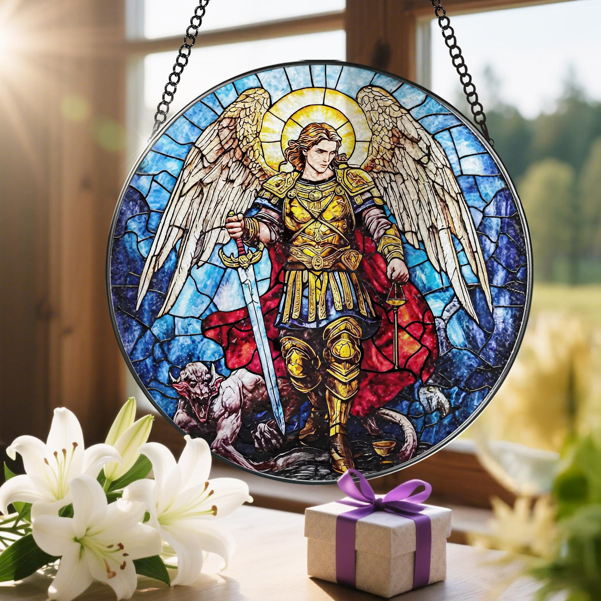 LAOWEIKI faith gift suncatcher ideal for Christmas, christenings, or house blessings