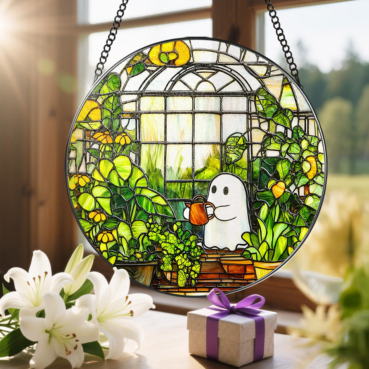 LAOWEIKI gift-ready stained glass ornament packaged for gifting