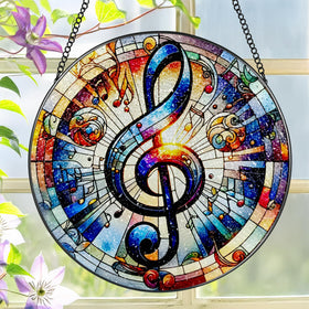LAOWEIKI musical note suncatcher 8-inch brightens sunlit windows with color.