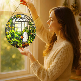 LAOWEIKI stained glass window hanging ornament adds vivid color