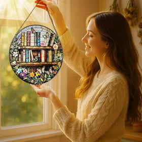 LAOWEIKI stained glass window hanging adding colorful light to sunny rooms.