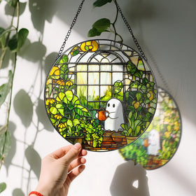 LAOWEIKI sun catcher displayed with suction hook on window