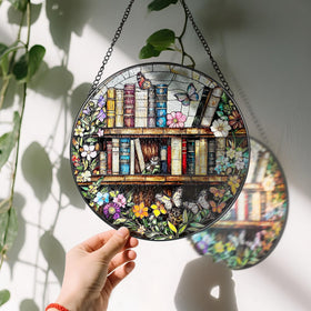 LAOWEIKI sun catcher ornament with black metal frame for durable display.
