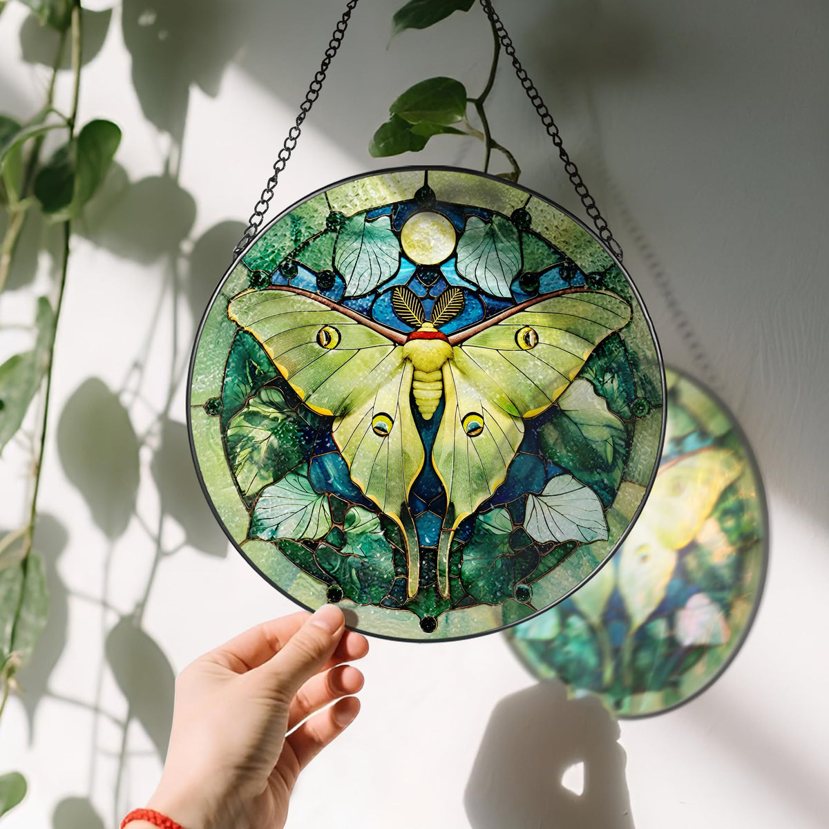 LAOWEIKI Luna Moth Suncatcher UV-printed colors stay vibrant in sun