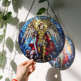 LAOWEIKI stained glass decor with UV-printed colors brightens any window display