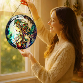 LAOWEIKI wavy panel stained glass decorative light accents