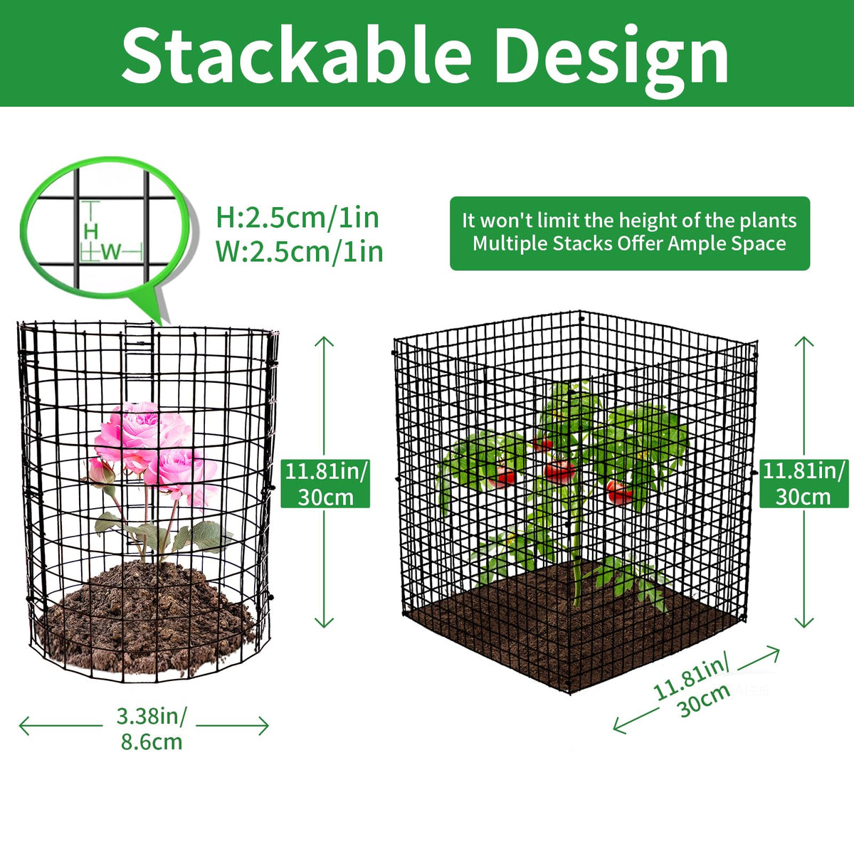 LAPEQQIOJEJ ground stakes secure cages easily in soil or pots.