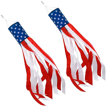 Lapogy American flag windsock with embroidered stars for yard charm.