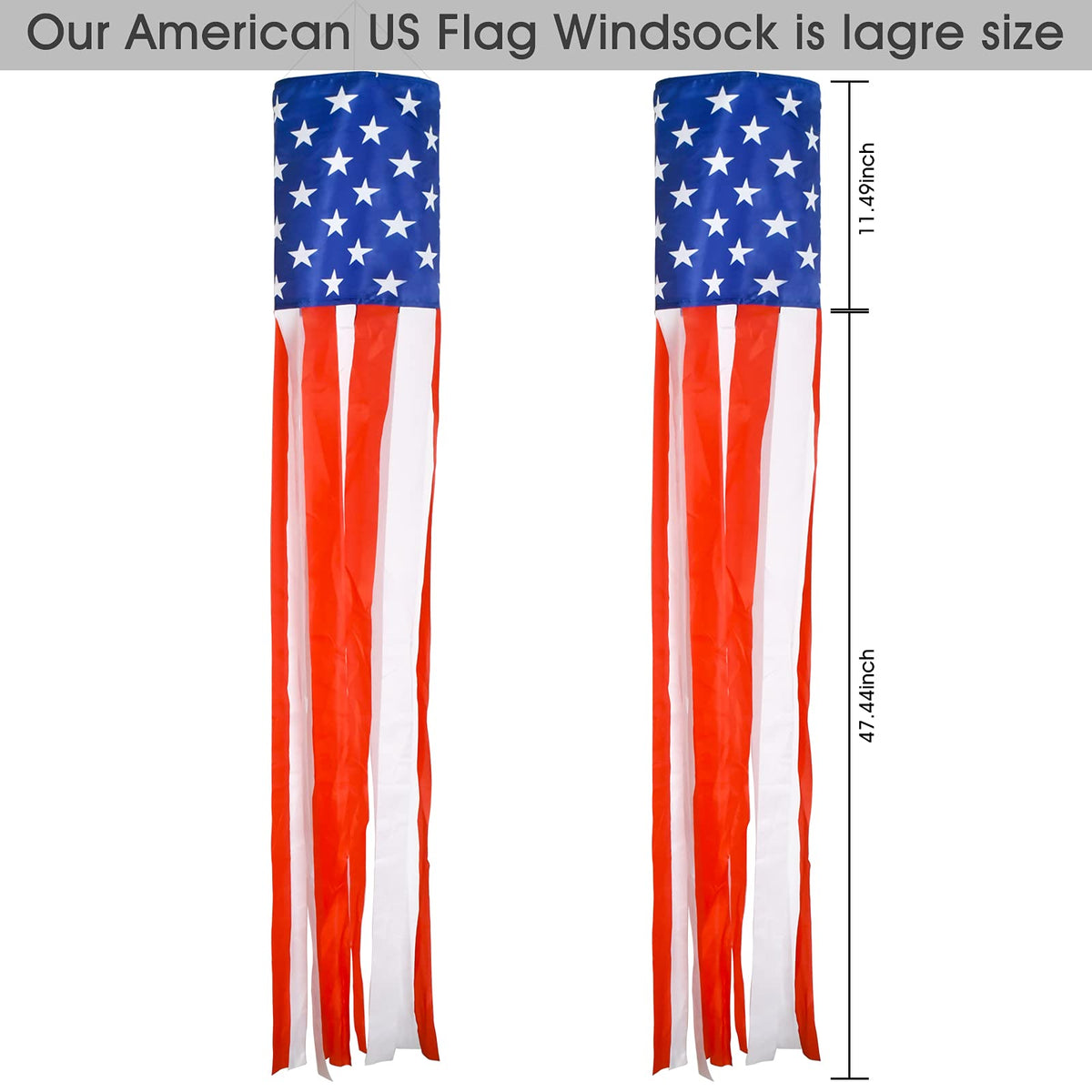 Lapogy patriotic windsock in vibrant colors decorating outdoor spaces.