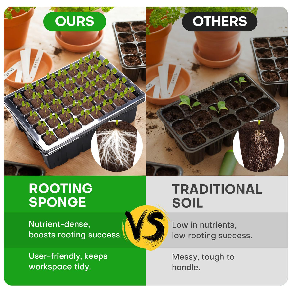 LAPOND plugs fit seedling trays and growing baskets for versatility.