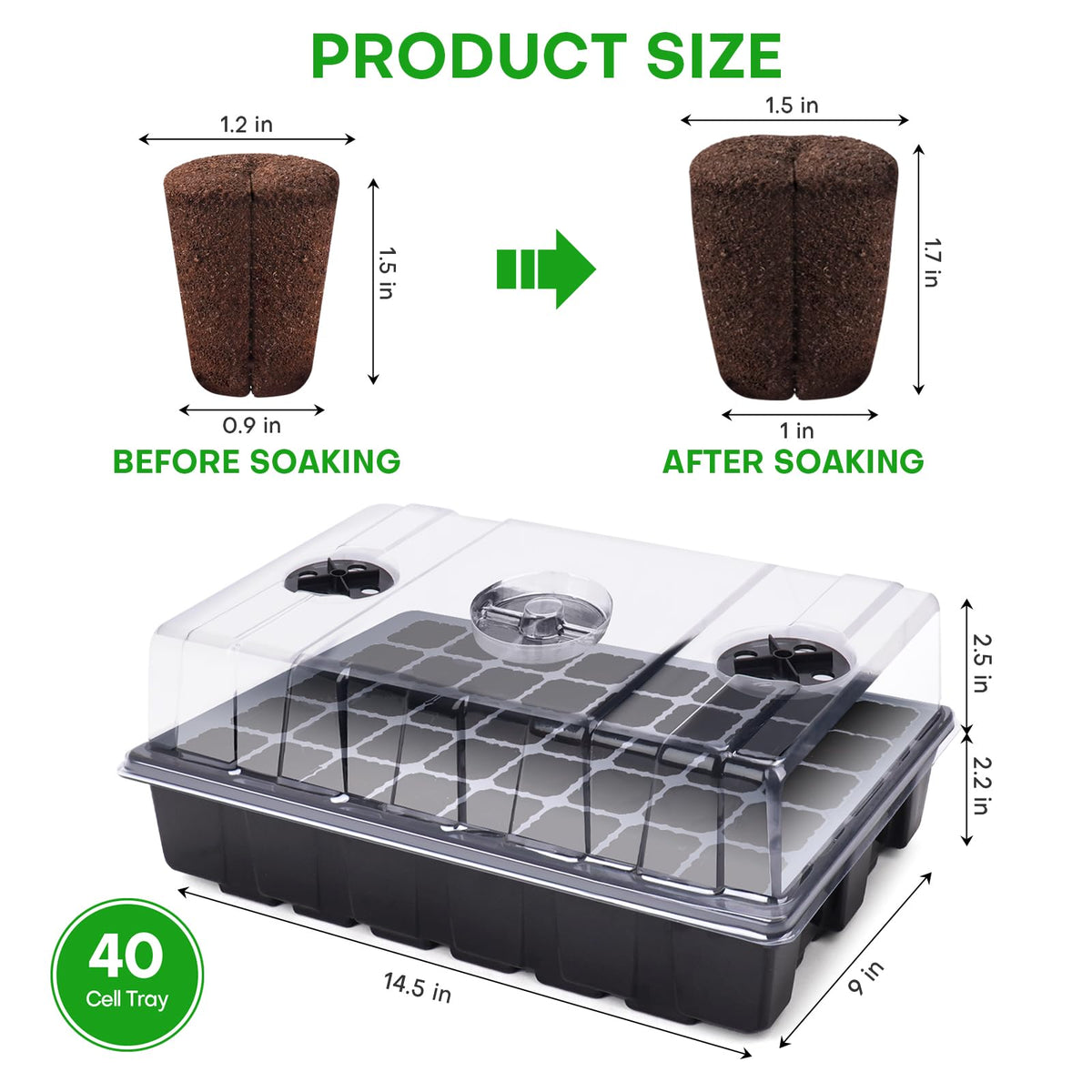 LAPOND seed starter plugs in peat-coir blend provide air-water balance.