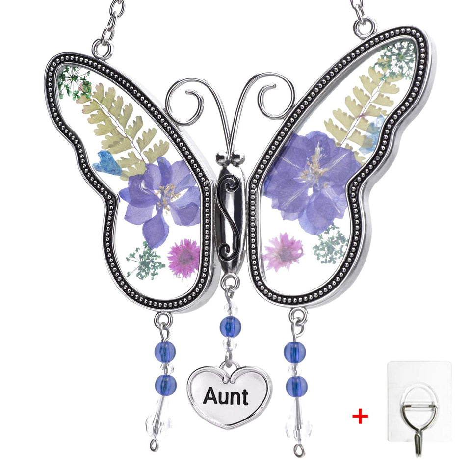 Laraine Butterfly Suncatcher with pressed flower wings brightens every window
