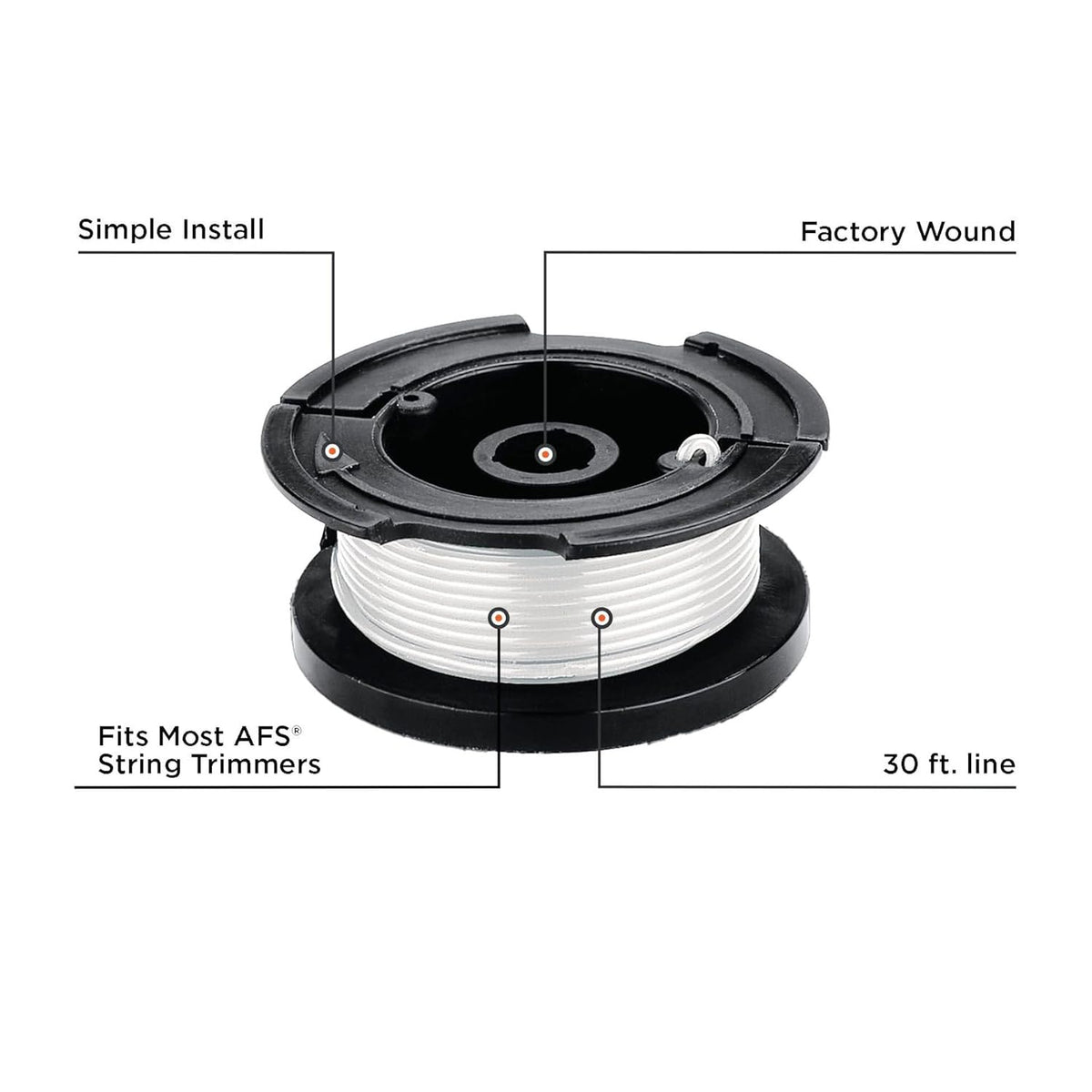 Laranvi AF100 spool cap and spring secure the line reliably.
