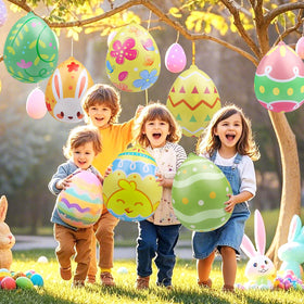 Larber family-safe inflatable Easter eggs suitable for all ages.