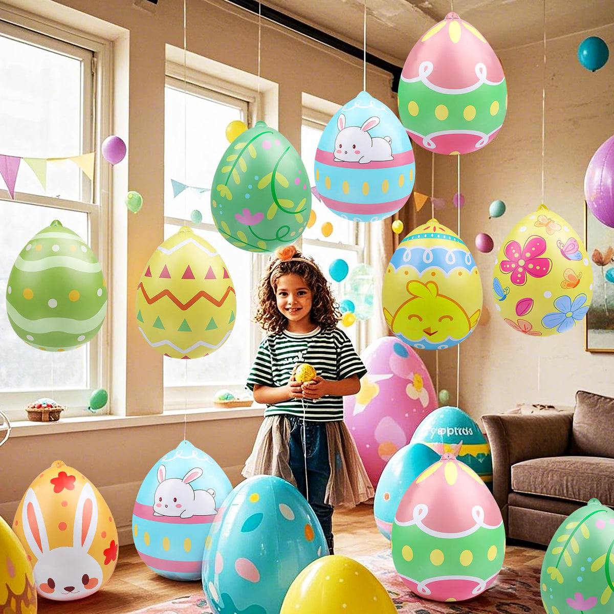 Larber garden party Easter eggs brightening a backyard celebration.