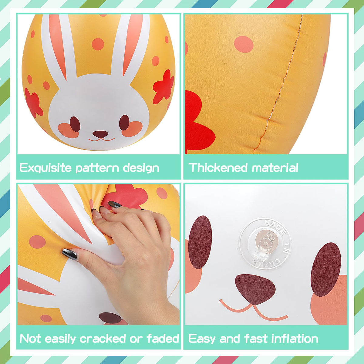 Larber durable PVC Easter egg shown outdoors, waterproof and reusable.