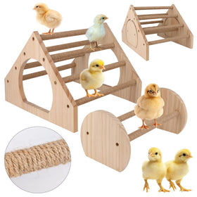 Larbeti 2Pack wood chick perch stand with rope provides a non-slip grip for perching.