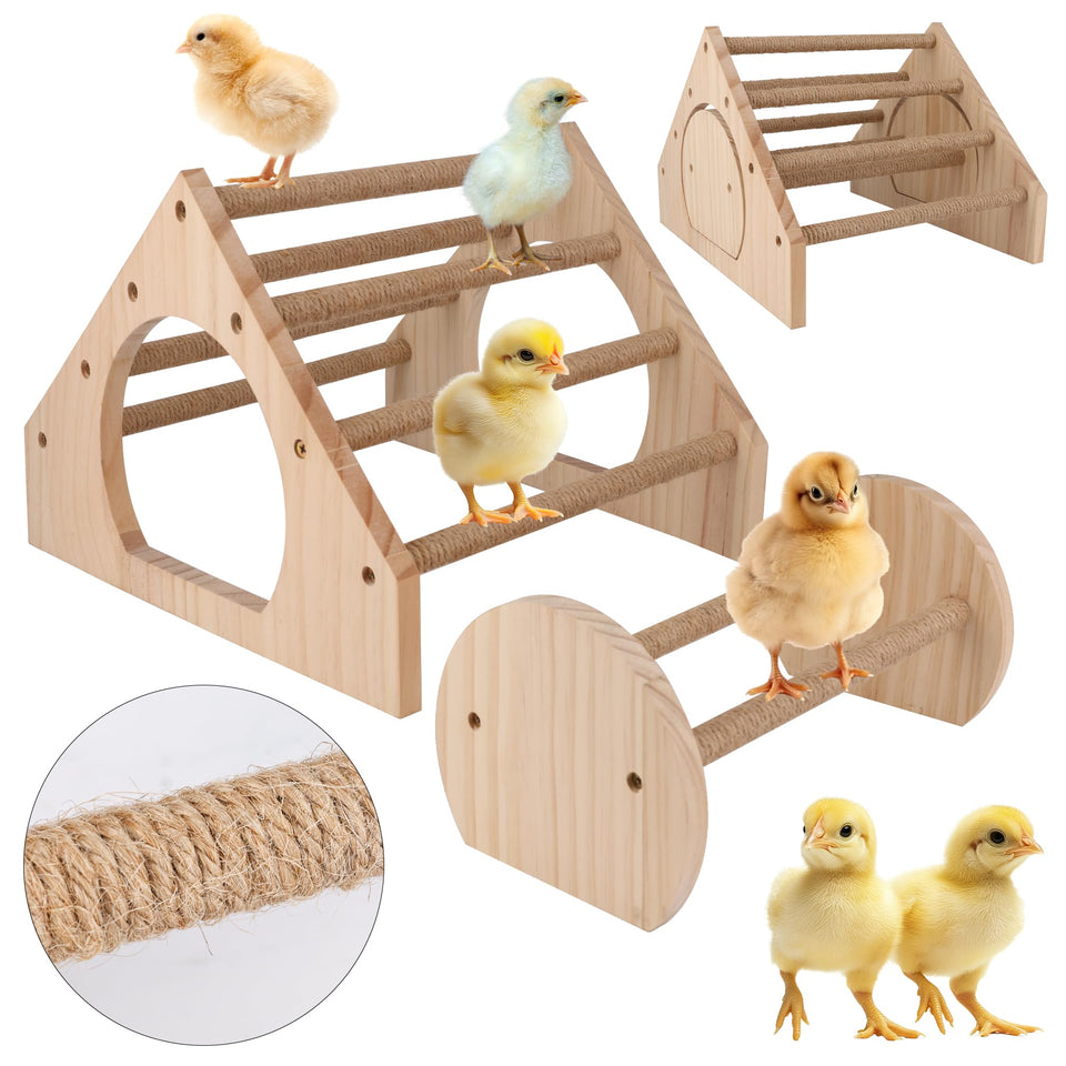 Larbeti 2Pack wood chick perch stand with rope provides a non-slip grip for perching.