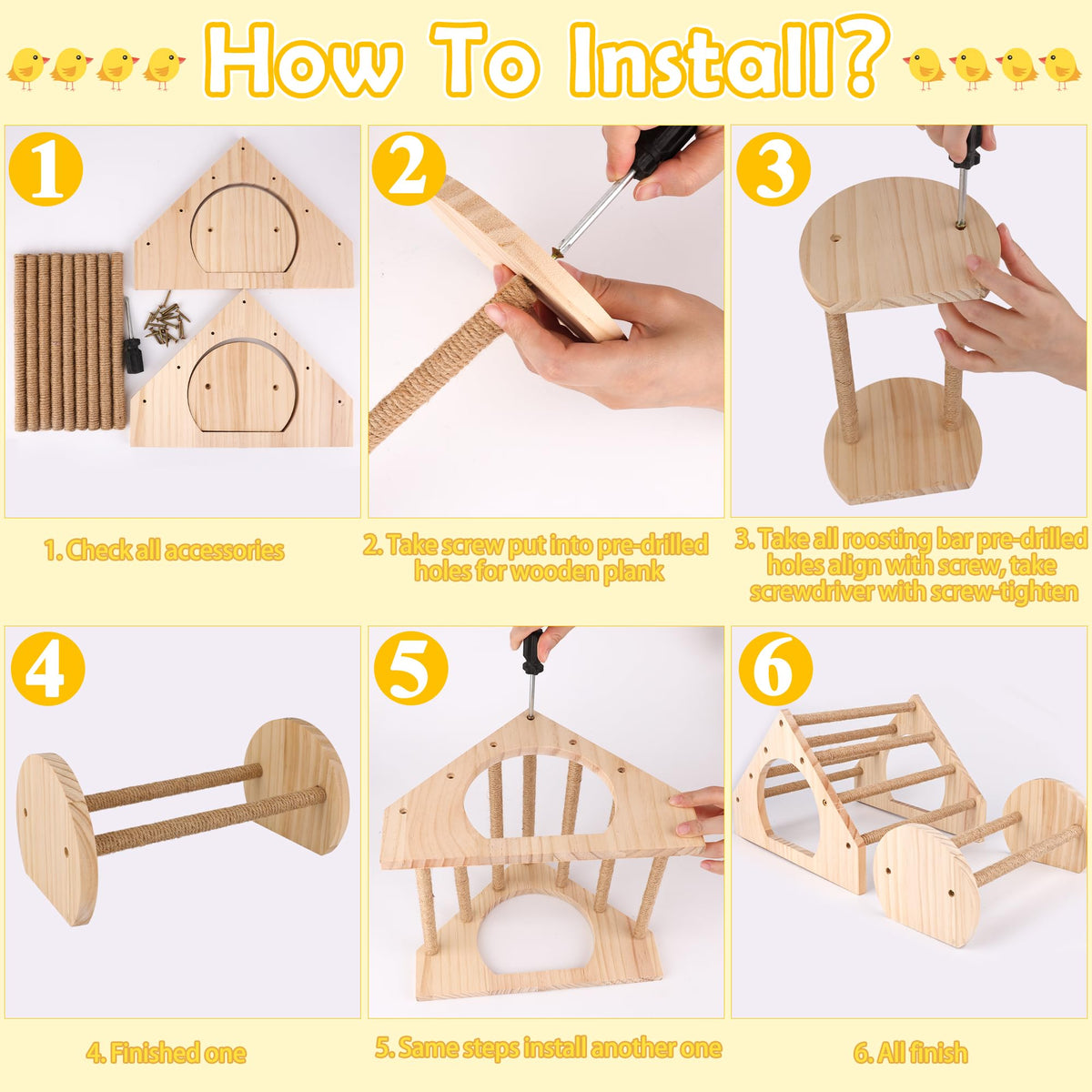 Larbeti chicken jungle gym includes easy-install hardware.