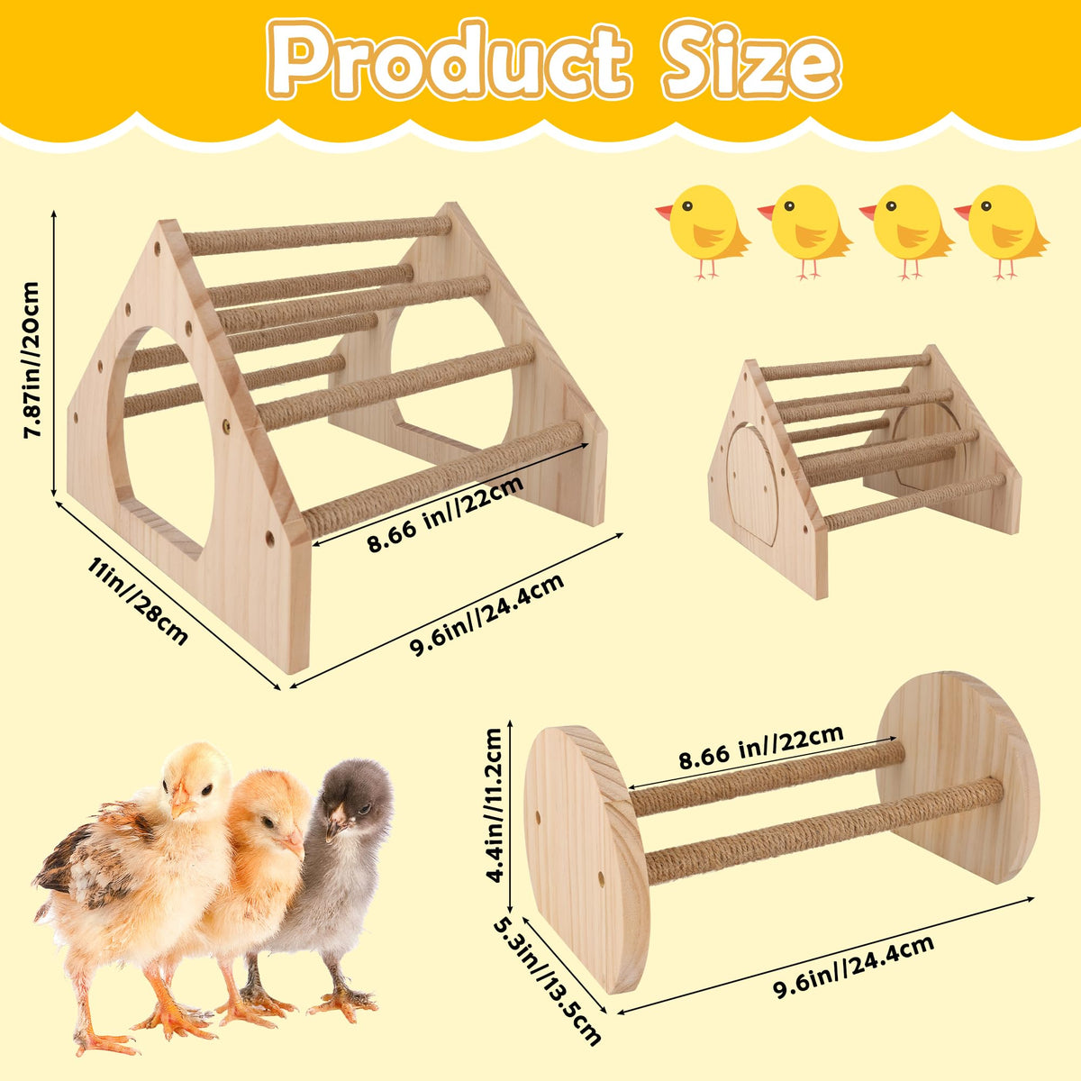 Larbeti wooden roosting bars in natural pine offer smooth, safe perches.