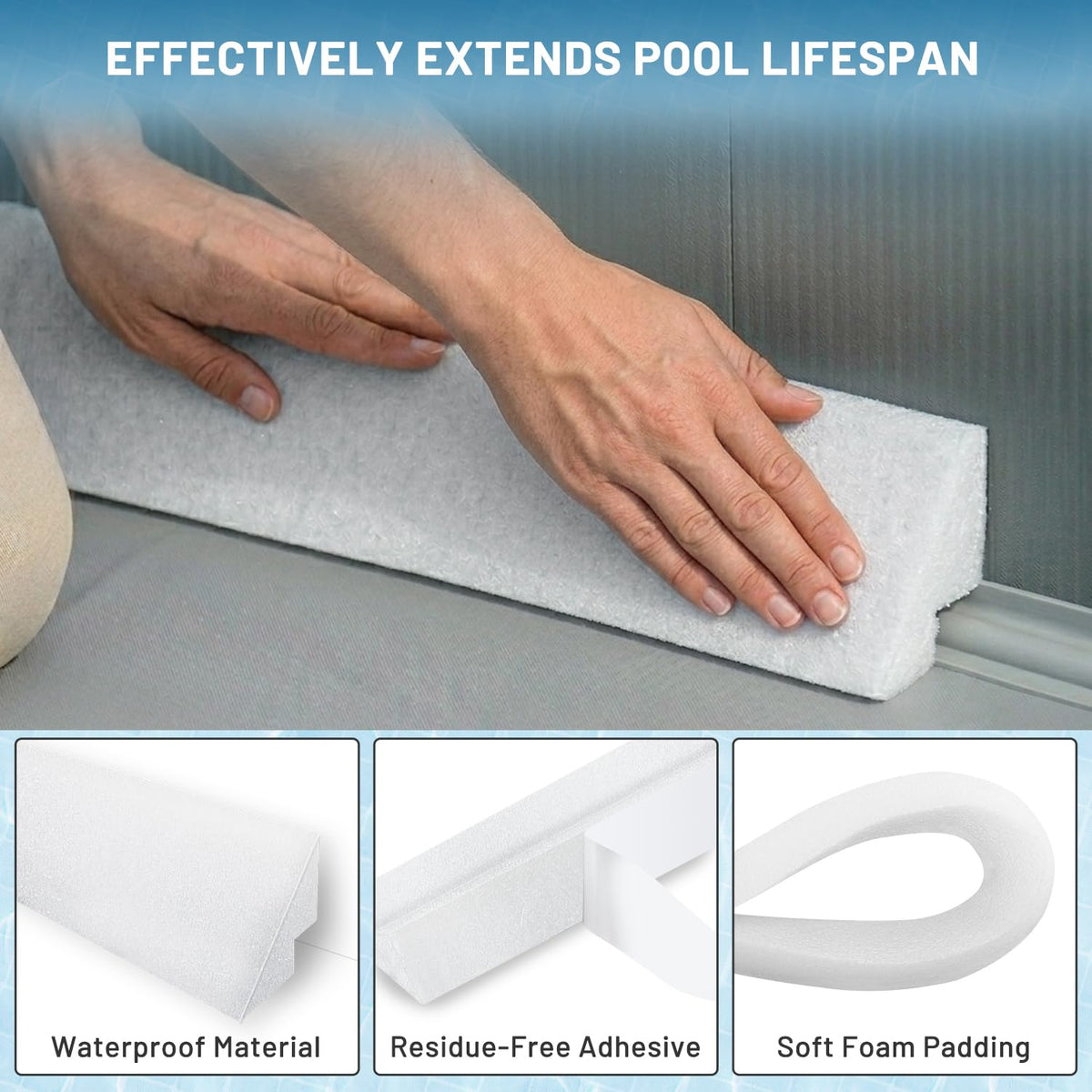 Largpets pool cove strip peel-stick ease for fast, tool-free liner installation.